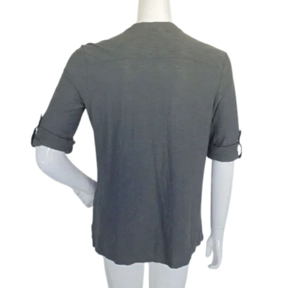 JAMES PERSE Top, 3/L, Button down, jersey, split neck, Slate green, 3/4 Sleeve - Picture 5 of 10